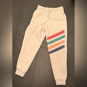 Judith March Cream Joggers with Colorful Stripes